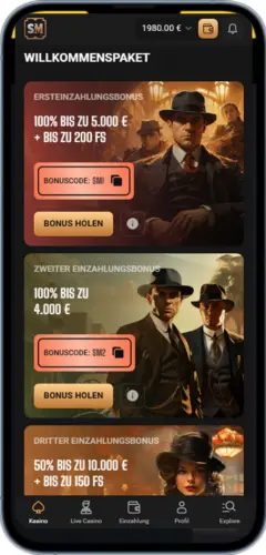 SlotMafia Willkommensbonus – 100 % bis 5.000 € + 200 FS im Bonuspaket