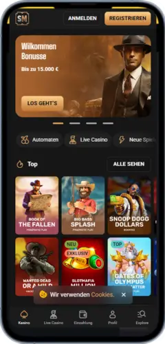 SlotMafia Casino App Startseite – Aktionen, Top Slots und Registrierung